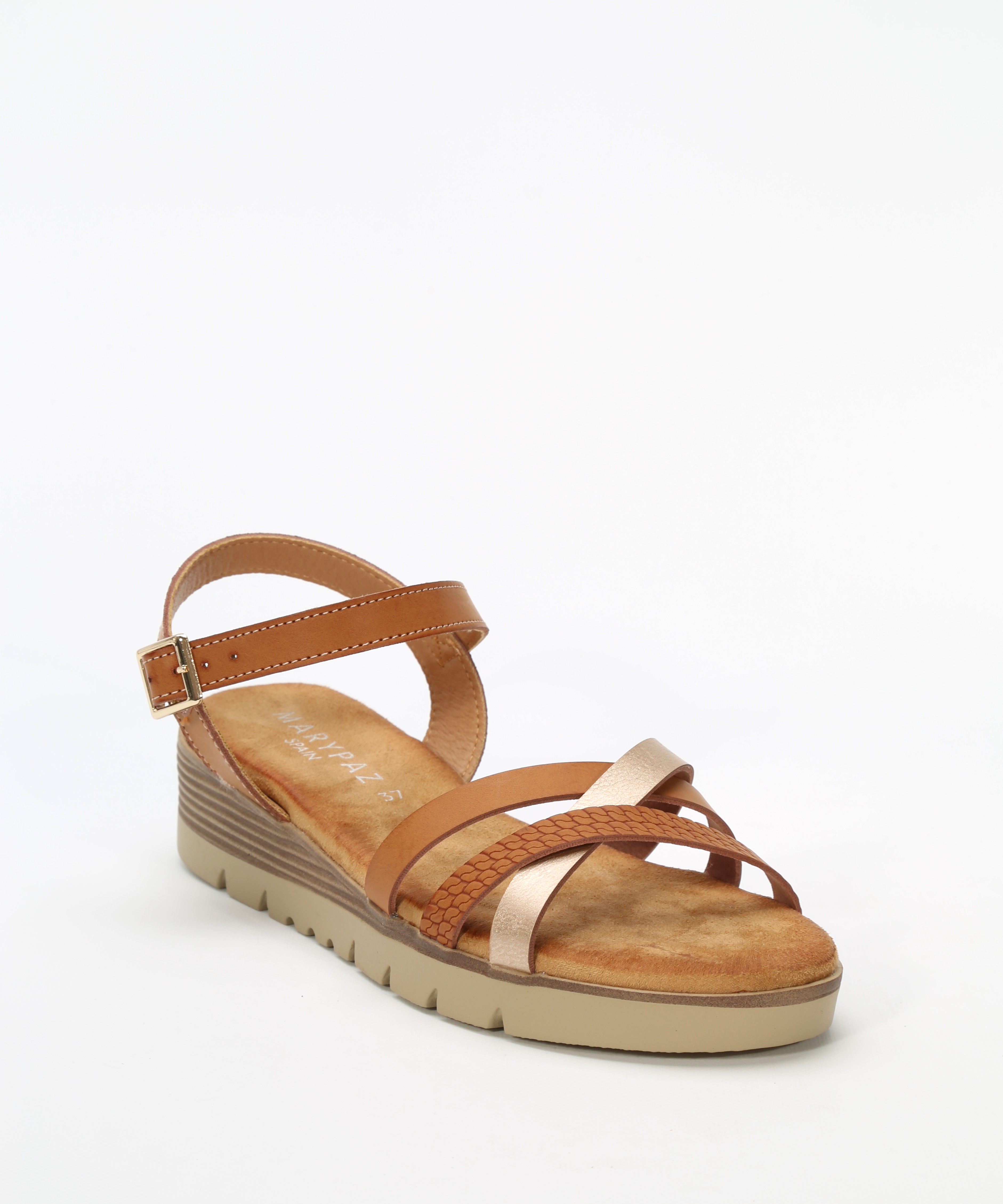 Sandalias planas tiras combinadas